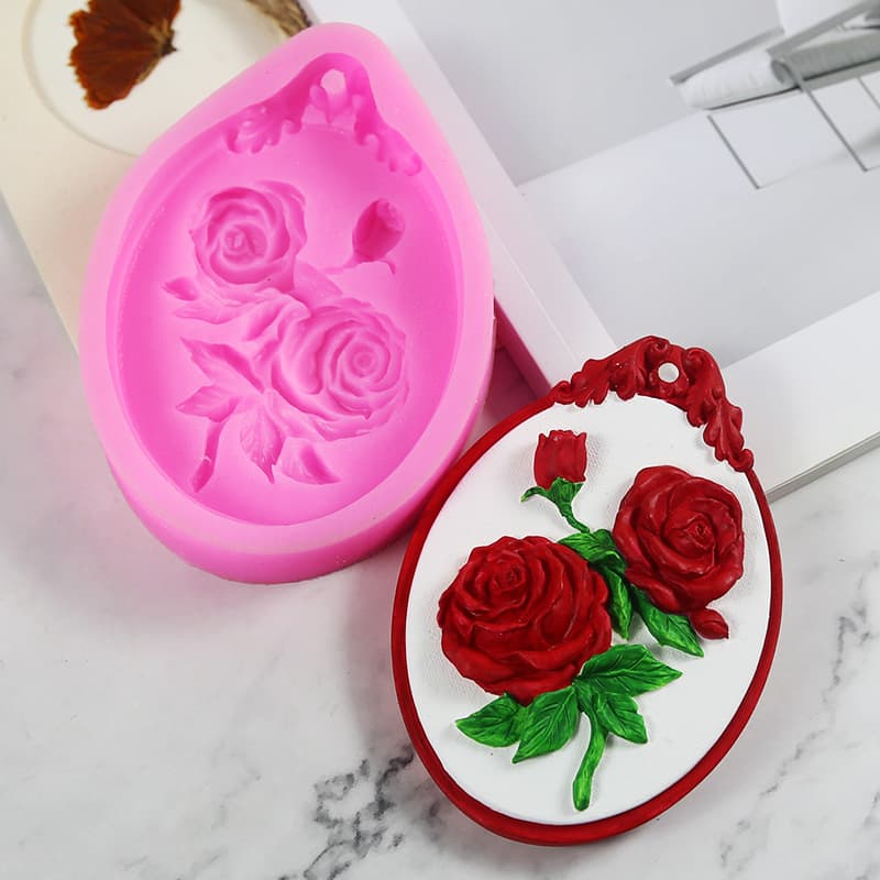 P1679 Three Roses Hanging Mold Wax Seal Wax Sheet Silicone Mold DIY Aromatherapy Plaster Mold