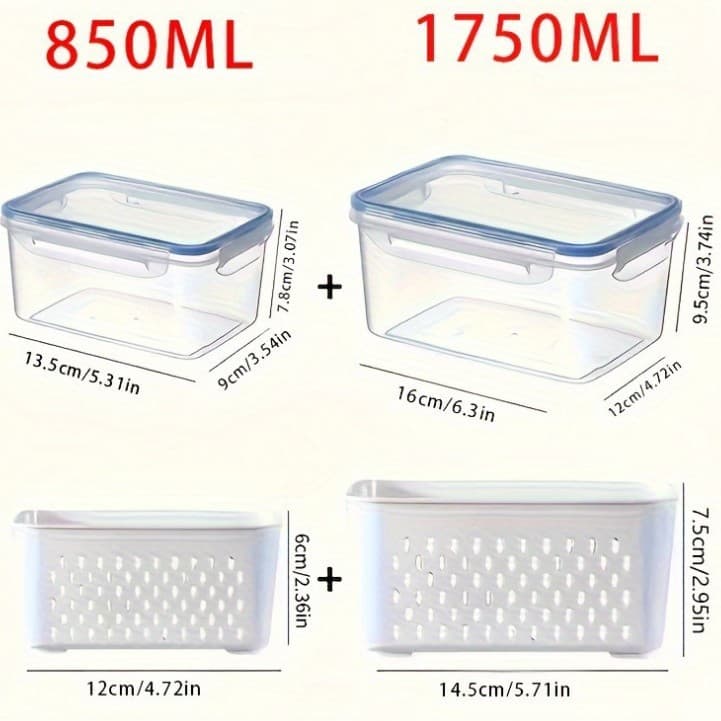 FCM Cross-Border Certified Double-Layer Colander Crisper Kitchen Microwave Freezer Sealed Box Refrigerator Fruit Storage Container