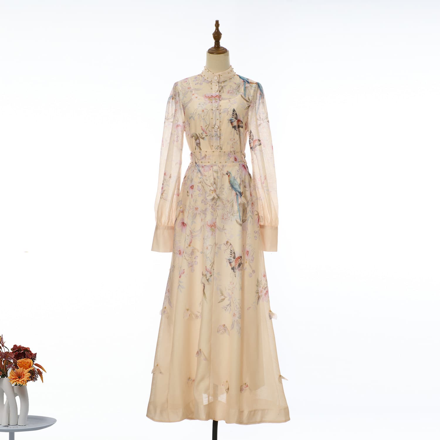 2026 Summer Printed Long-Sleeve Cardigan + A-Line Skirt Set French Style Waist-Cinching Slimming Two-Piece Set