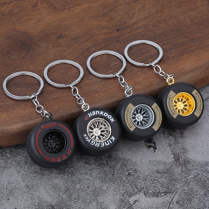 New Export PVC Soft Rubber Tire Keychain Car Decoration Auto Accessories Gift Custom Print Factory Wholesale