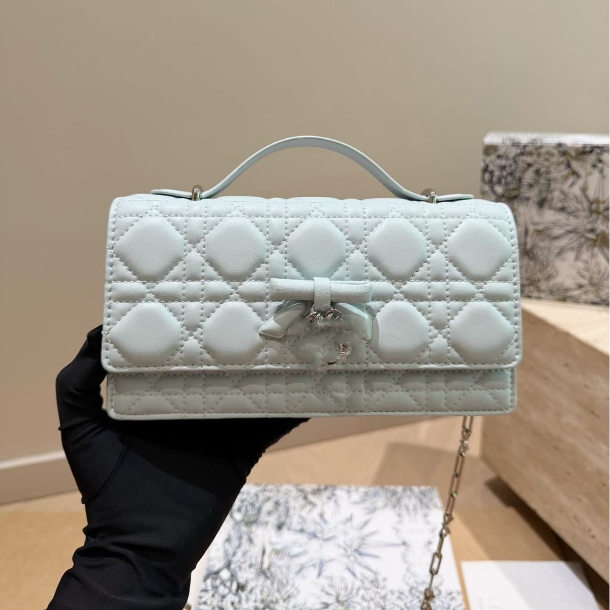 D's New Bow Chain Bag Diamond Quilted Chain Shoulder Handbag Crossbody Bag Minimalist Factory Wholesale