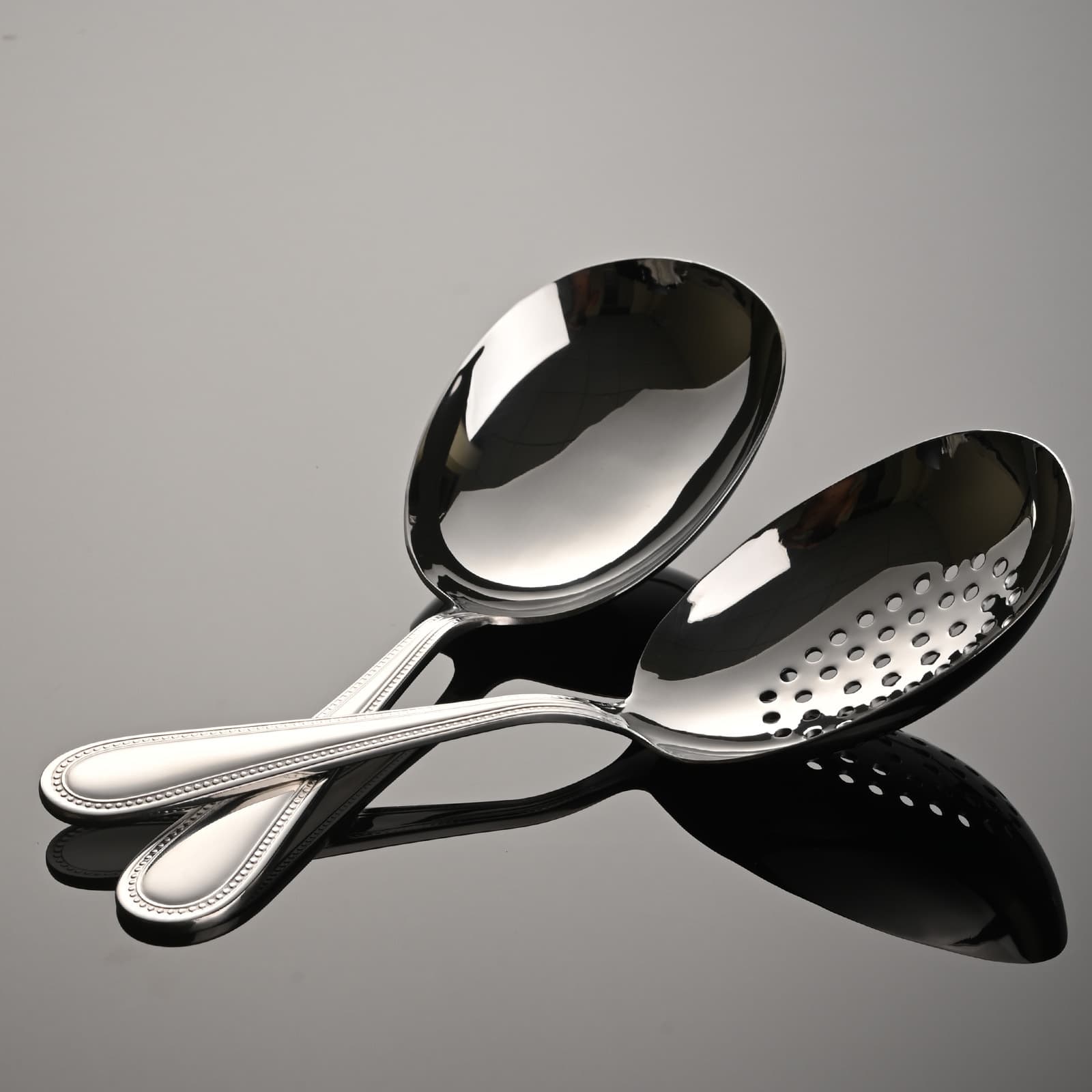 Aion 304 stainless steel bead point public spoon colander household oval serving spoon hotel large rice spoon