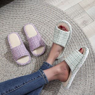 Shein Cross-Border New Little Fragrant Style Linen Slippers, Couple Men and Women Four-Season Indoor Home Comfortable Lightweight Breathable