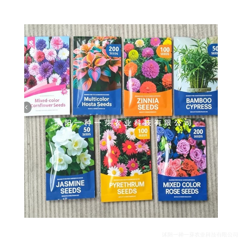 Cross-border in-stock color packaging, multicolored flower seeds, rose cornflower zinnia, mixed seeds
