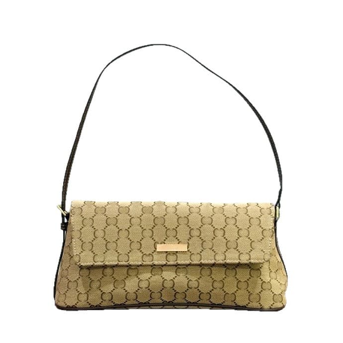 Brown Monogram Long Baguette Underarm Bag Flap Thin Strap Shoulder Bag Women Vintage Commuter Large Capacity Handbag