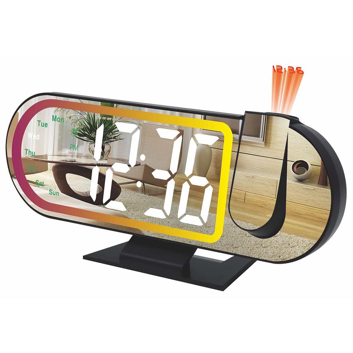 2025 New Cross-Border LED Projection Clock Multifunctional Digital Alarm Clock Colorful Ambient Light Desktop Clock Bedside Clock