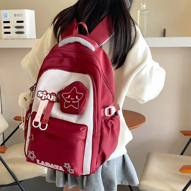 School Backpack for Girls Grades 3-6 Weight-Reducing Spine-Protecting Ultra-Light Large Capacity Junior High School Backpack