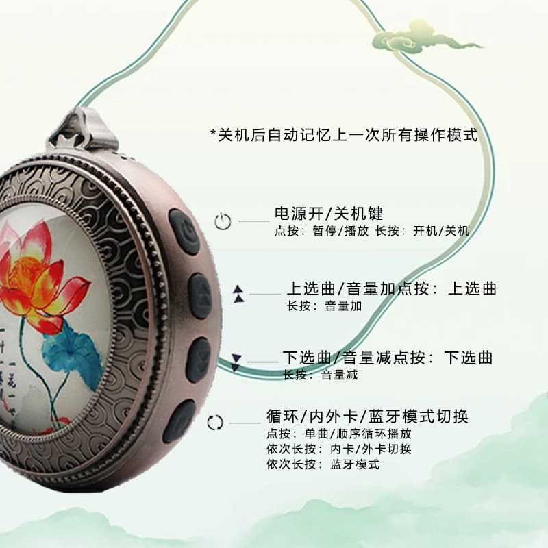 New Card Slot Rechargeable Pendant MP3 Portable Retro Color-changing Light Home Music Machine Player