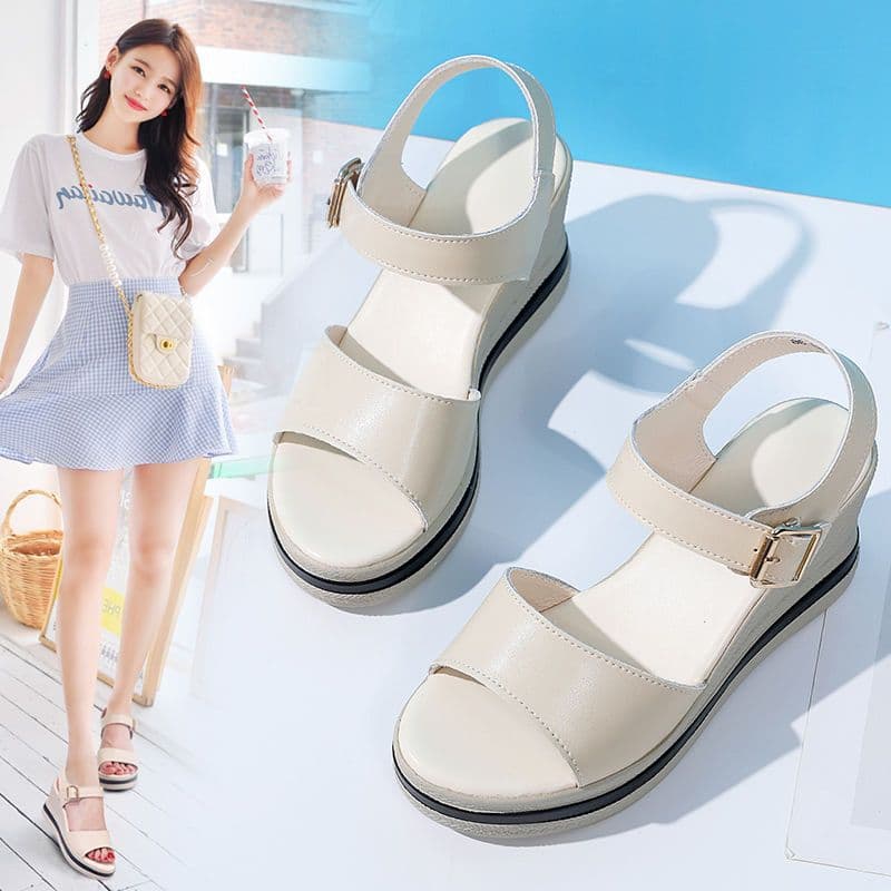 Women's Wedge Sandals 2026 Summer New Thick Platform Shoes One-Buckle Versatile Fashion Peep-Toe Sandals