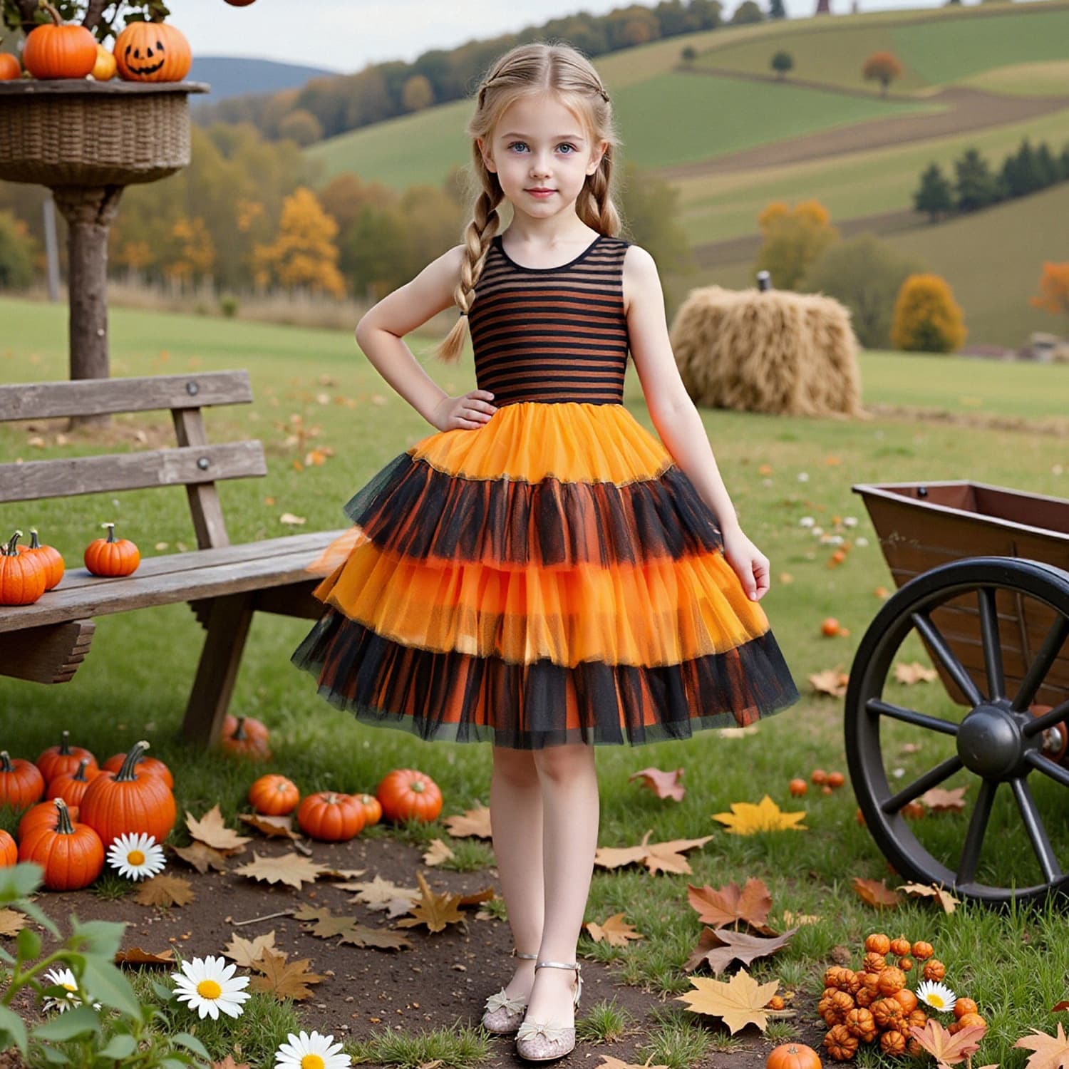 European and American New Halloween Party Cosplay Witch Dress for Small to Medium Children, Sleeveless Patchwork Mesh Tutu