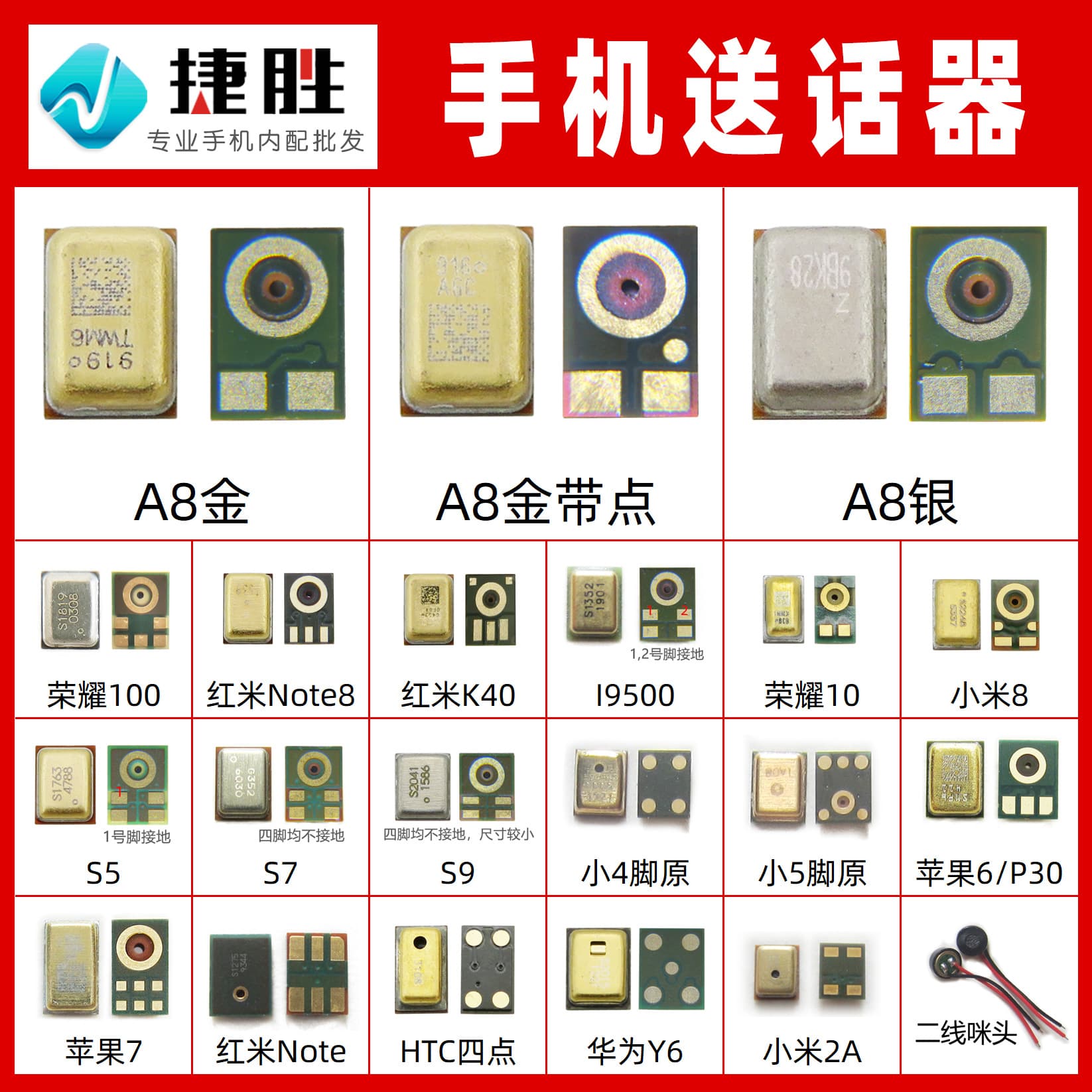 Phone Microphone Parts Compatible with Huawei, Xiaomi, OPPO, VIVO Universal Smartphone Microphone Collection