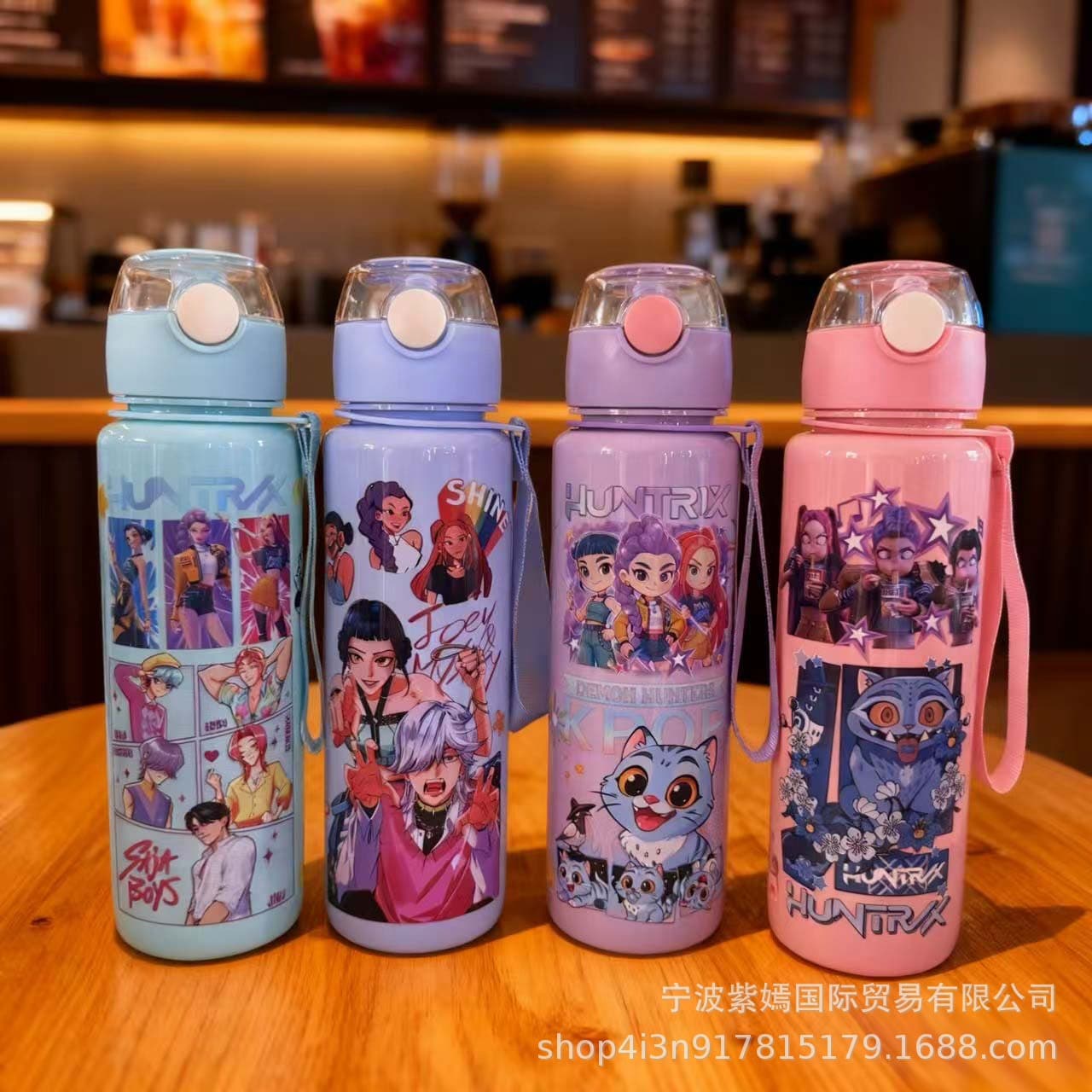 K-POP Witch Hunter Cartoon Straw Cup Large Capacity Travel Portable High-Looking Cute Children's Plastic Water Cup