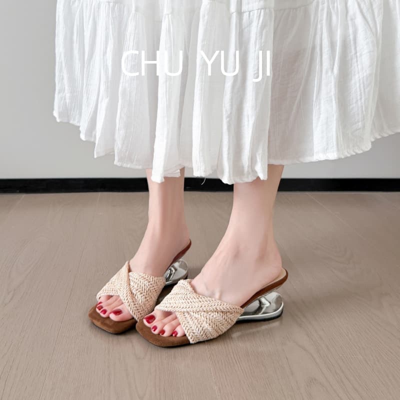 First Encounter Season Beautiful~ Woven Sandals Women's Slip-On Open-Toe Slippers 2026 New Fairy Style Heightening Outdoor Wear