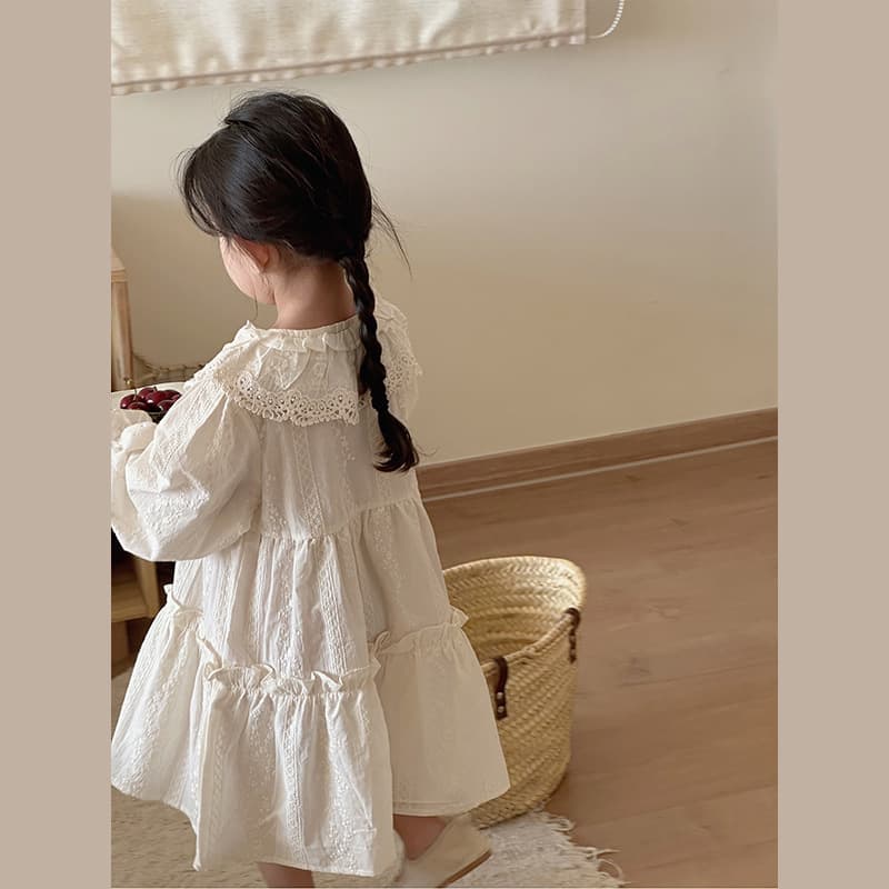 Girls' Dress 2025 Spring/Fall New Arrival Baby Doll Collar French Princess Dress Kids Embroidered Long Sleeve
