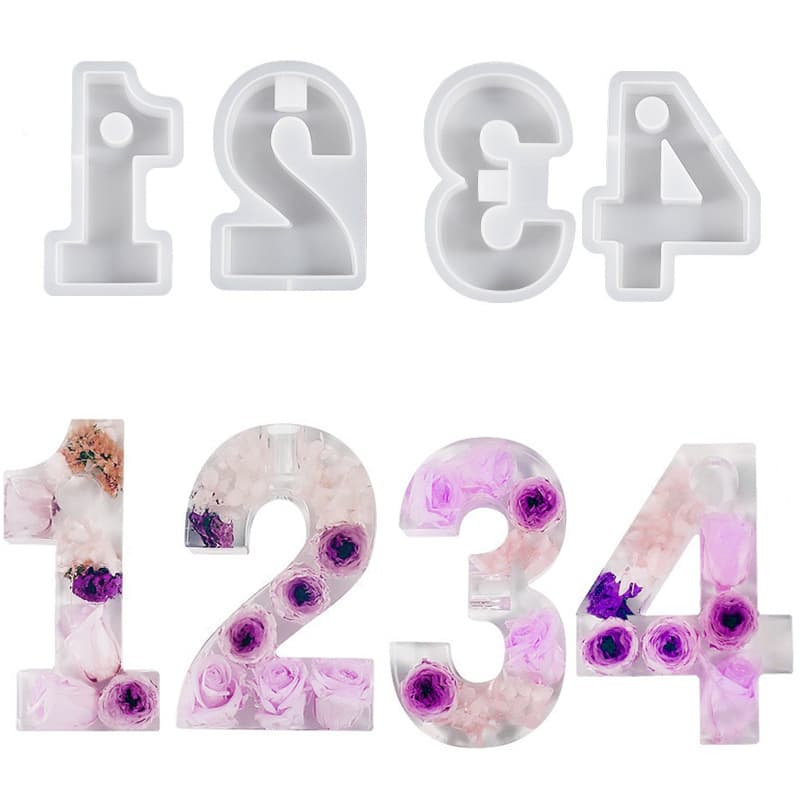 Resin DIY Arabic Number Candle Holder Mold Geometric 1234 Number Candle Silicone Mold Cross-border