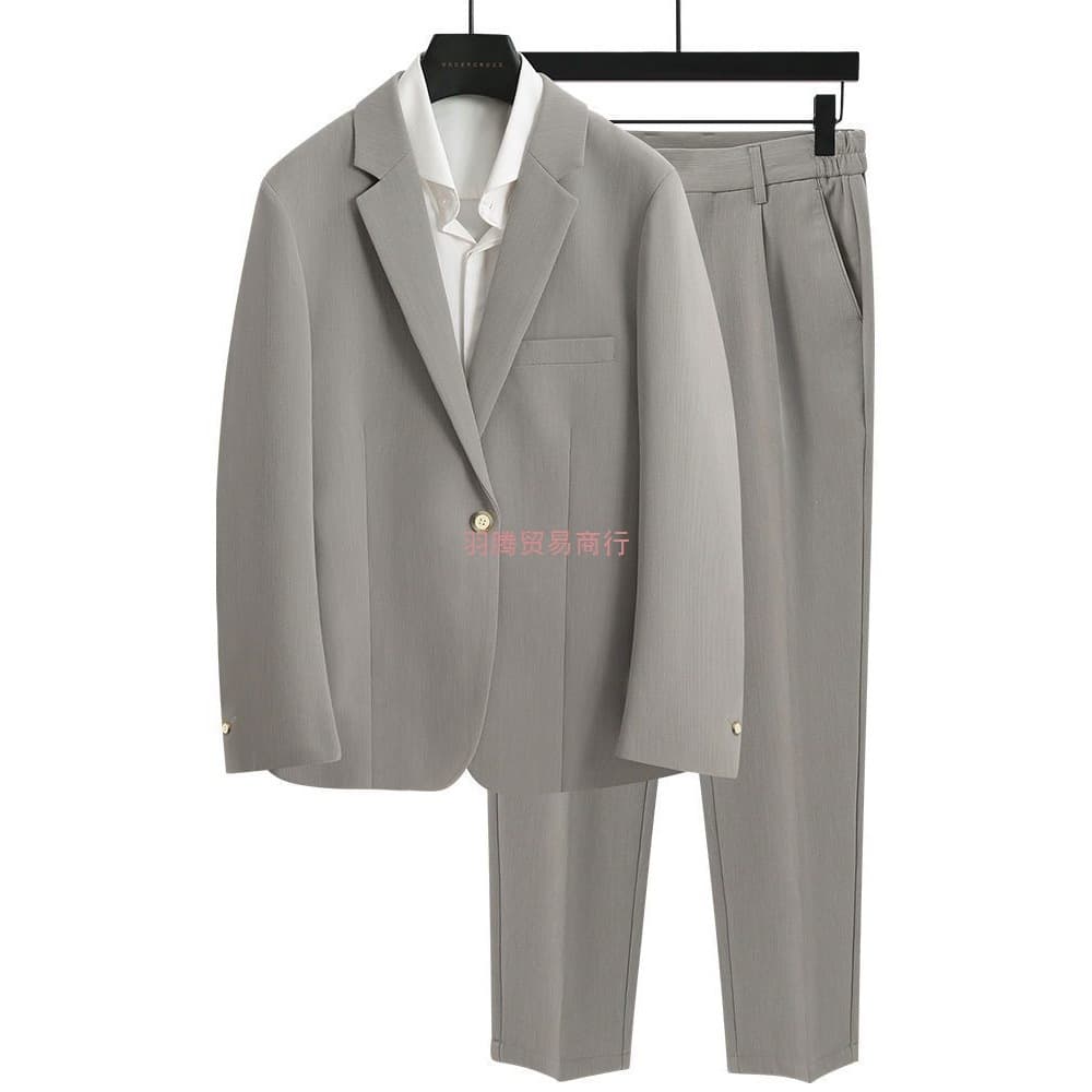 High-end autumn new casual men's suit set, loose Korean style, handsome and trendy men's clothing, mature style suit jacket