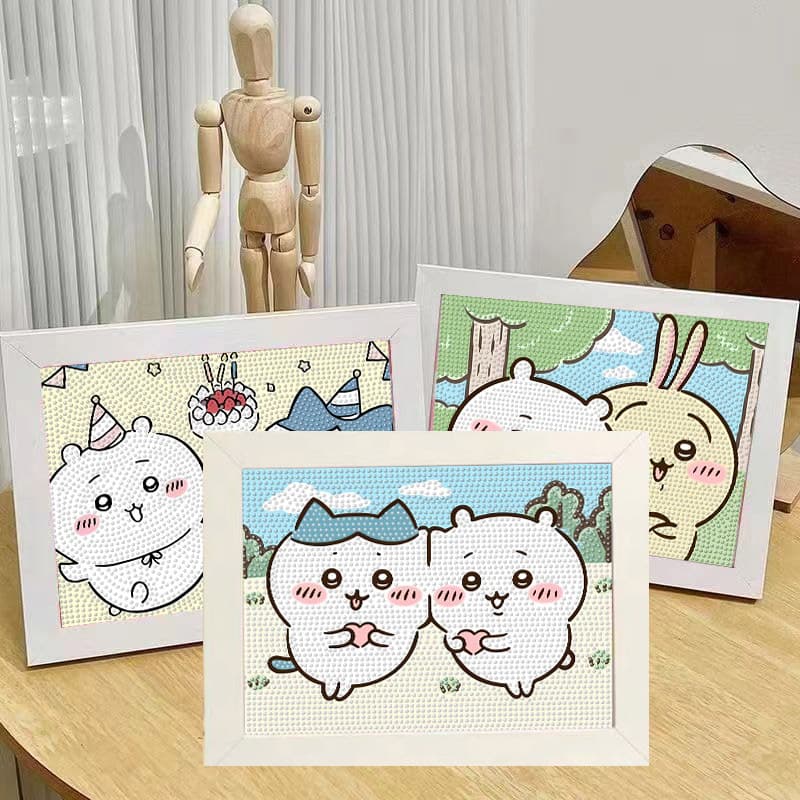 New 5d Jiyikawa diamond painting with frame diy handmade dot diamond diamond embroidery children's sticker diamond stall wholesale