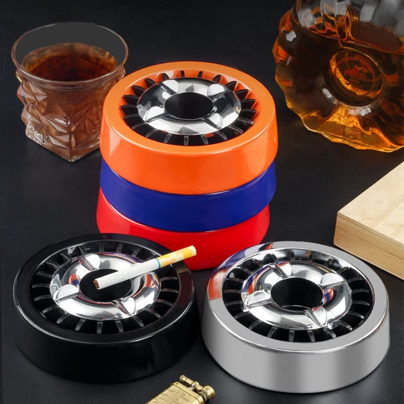 Stylish Metal Cleaner Metal Ashtray Rotating Stainless Steel Ashtray for Home Office Men's Cigarette Snuffer