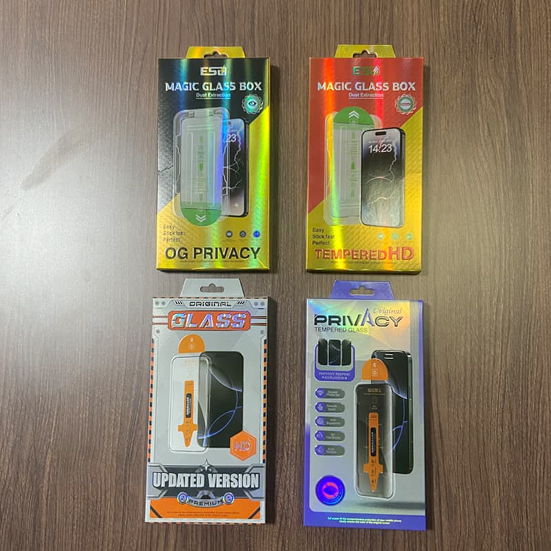 Apple phone screen protector packaging boxes, dust-removal instant-apply tempered film packaging, easy-apply tool kits