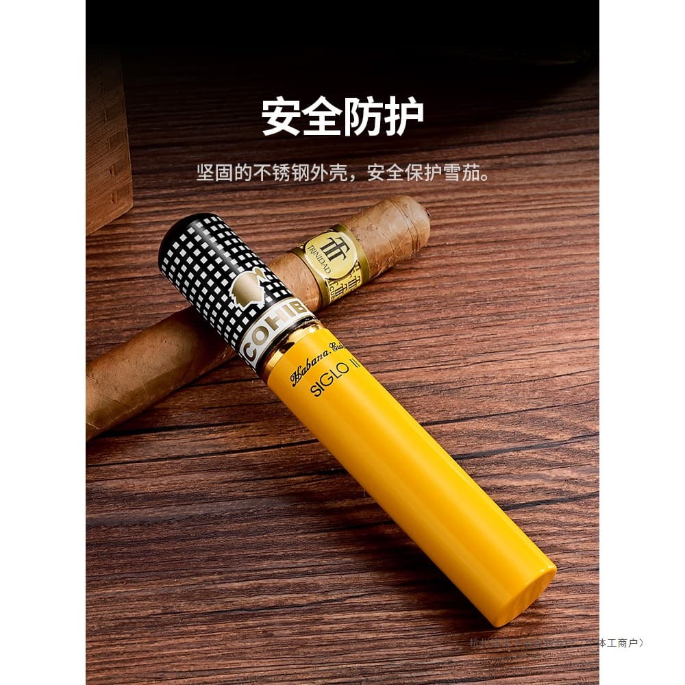 Cigar Tube Travel Humidor Portable Single Cigar with Cedar Wood Insert Aluminum Tube