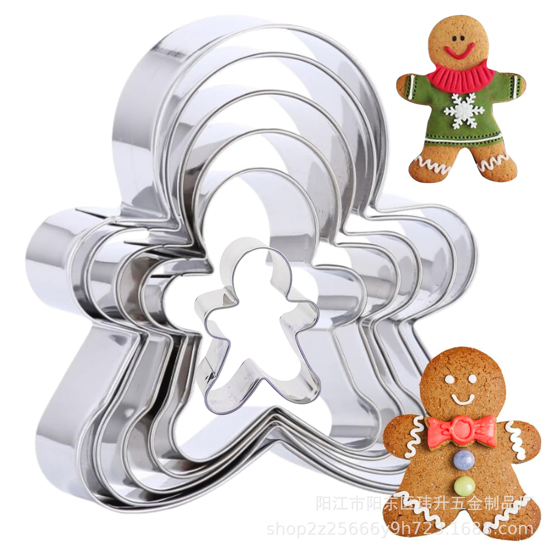 6-piece Christmas Gingerbread Man Shape Stainless Steel Cookie Mold Human Shape Cookie Cutter Manufacturer Spot Wholesale