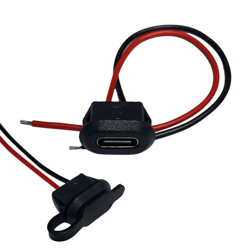 Type-C 2P injection-molded straight-press female socket, transparent with LED, oval charging port for automotive and electric vehicle connectors