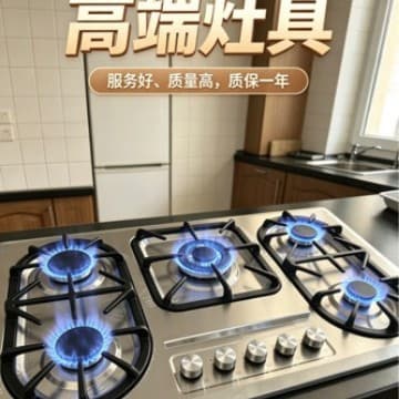 304 Stainless Steel 5-Burner Gas Stove, Tabletop and Built-in Dual Use, High-Fire Multi-Burner Gas Cooktop, Household Embedded Gas Stove