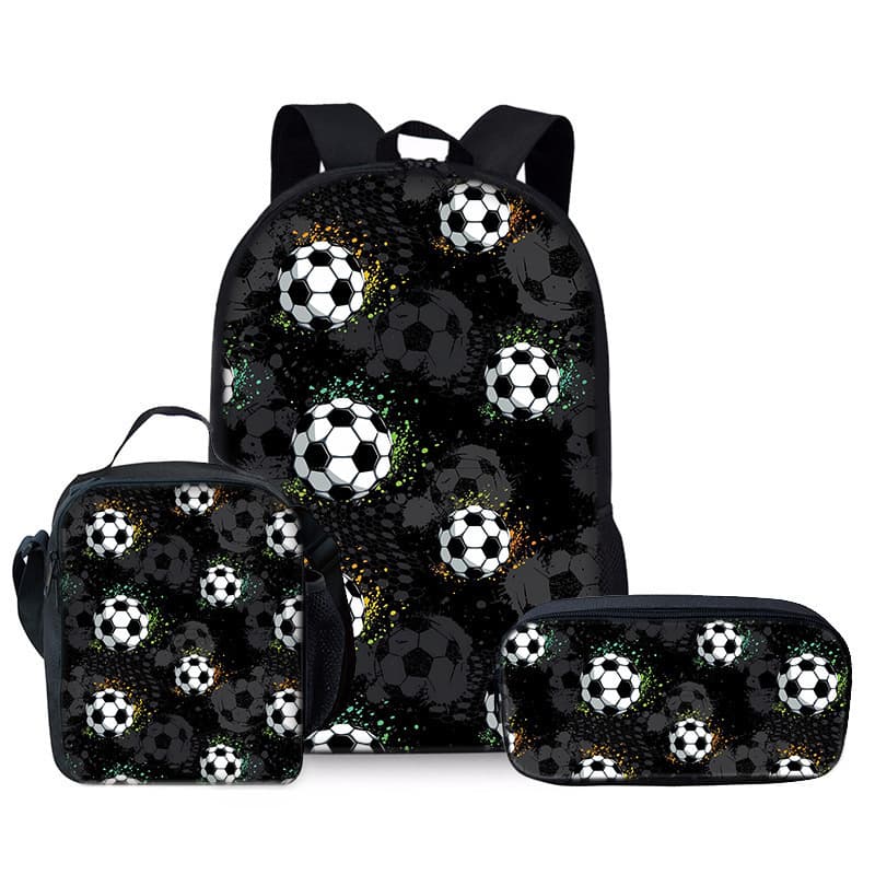 Primary and Secondary School Students DIY Soccer Backpack Factory Wholesale Lightweight Versatile Backpack Crossbody Pencil Case Three-Piece Set