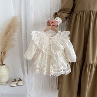 Custom Baby Bodysuit Newborn Spring Autumn Lace Dress Baby Girl Princess Onesie Cotton