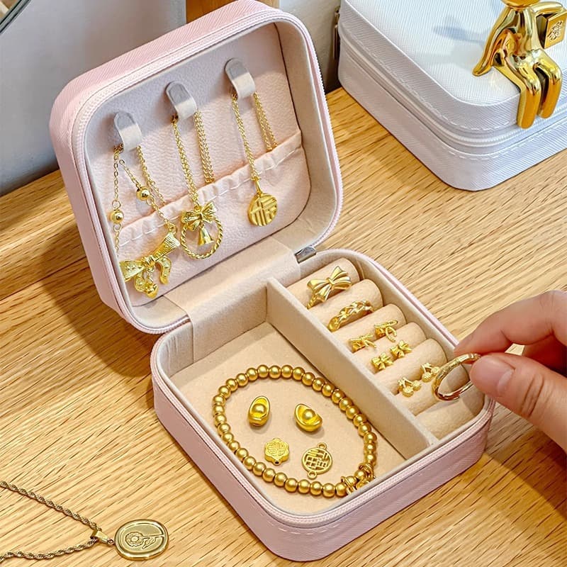 Cross-Border Gold Jewelry Storage Box, Anti-Oxidation Earring Jewelry Box, Ring and Necklace Box, Mini Jewelry Storage Box