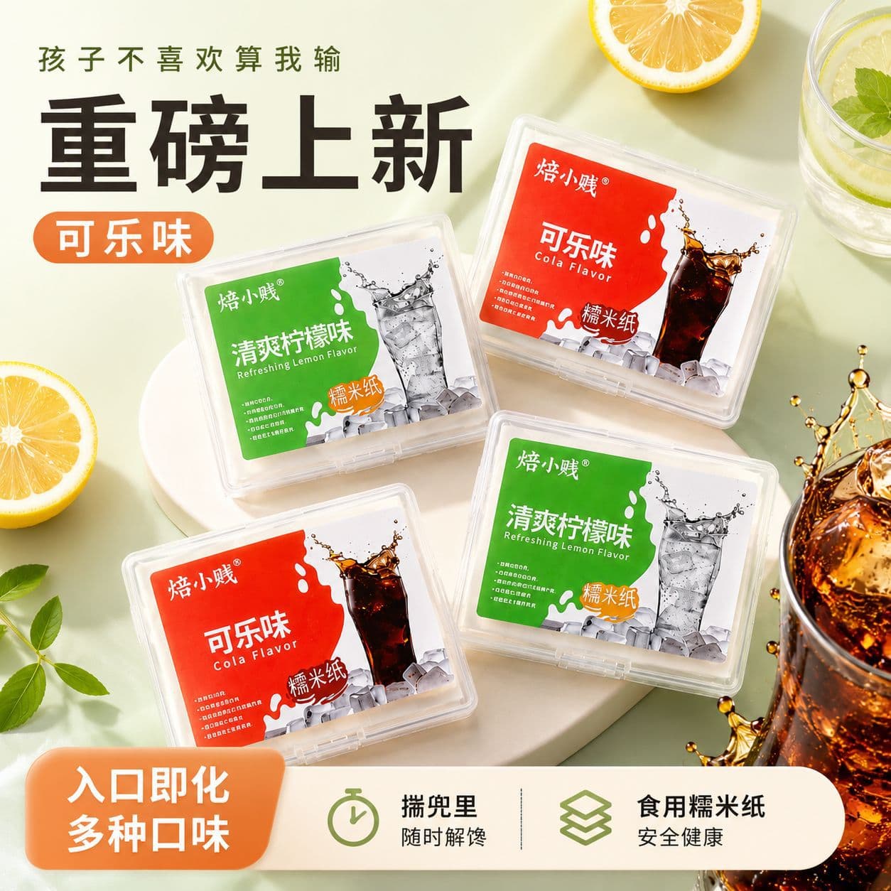 37g Rice Paper Fruit Flavored Cola Flavored Children's Snack Edible Sugar Paper Nougat Aji Candy Packaging