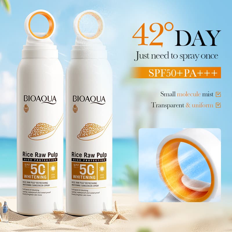 Foreign trade anti-sun spray BIOAOUA rice puree refreshing spray SPF50+ isolation and anti-UV cross-border