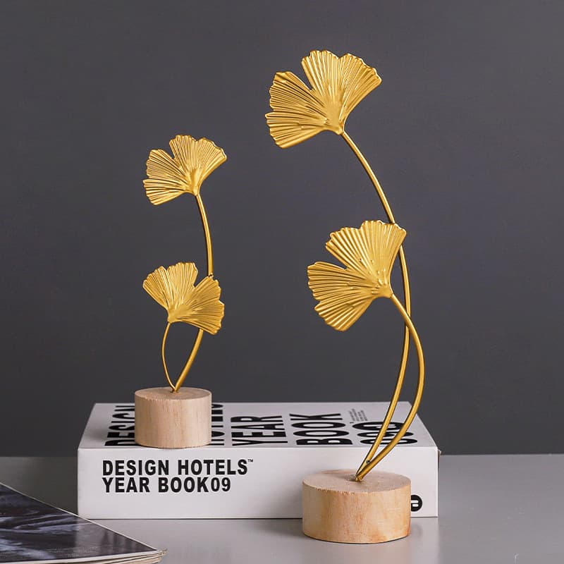 Nordic style iron art ginkgo leaf ornaments creative home living room entrance wine cabinet decoration light luxury metal crafts