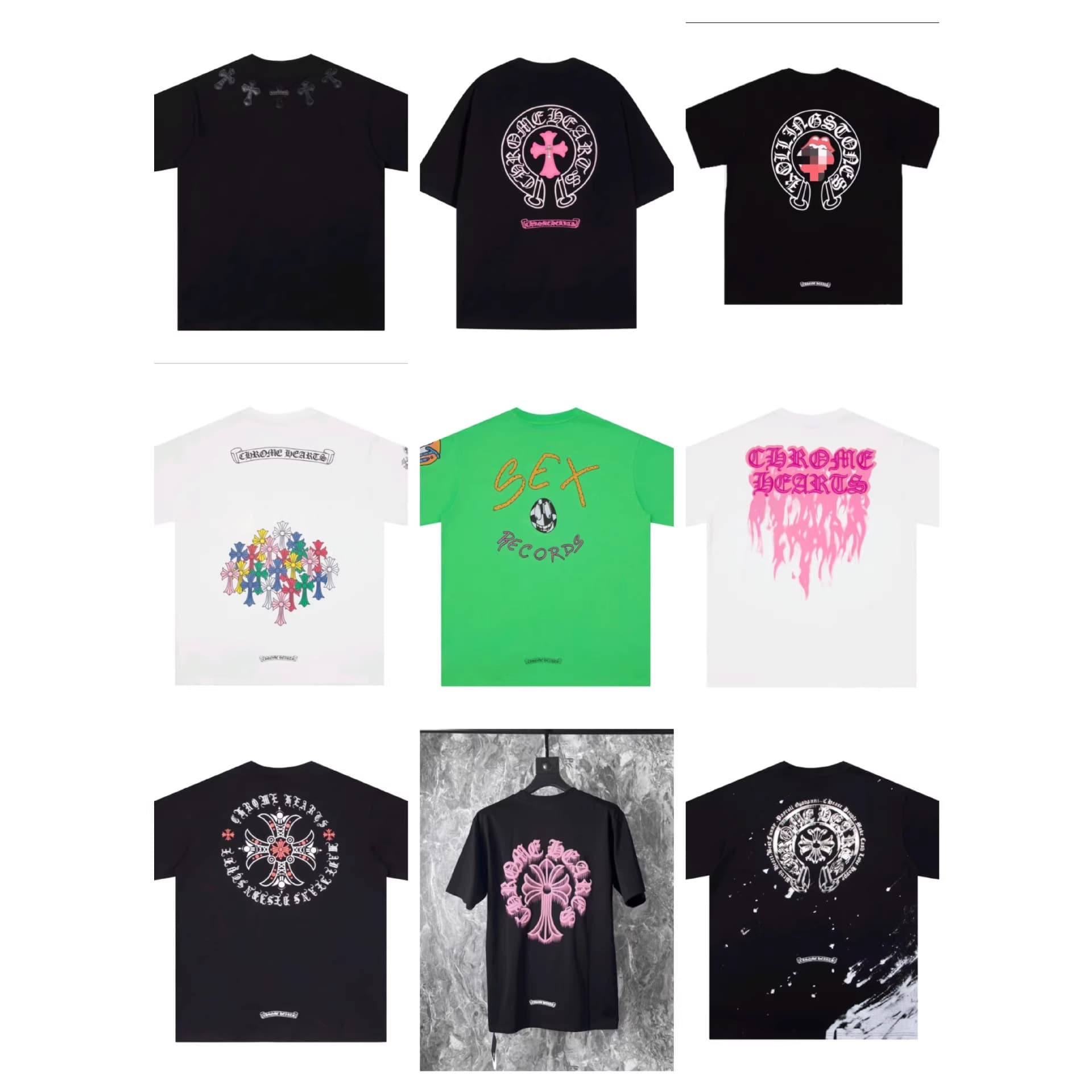Cross-border new correct version Chrome Hearts Chrome T-shirt Sanskrit round neck young men and women pullover short T