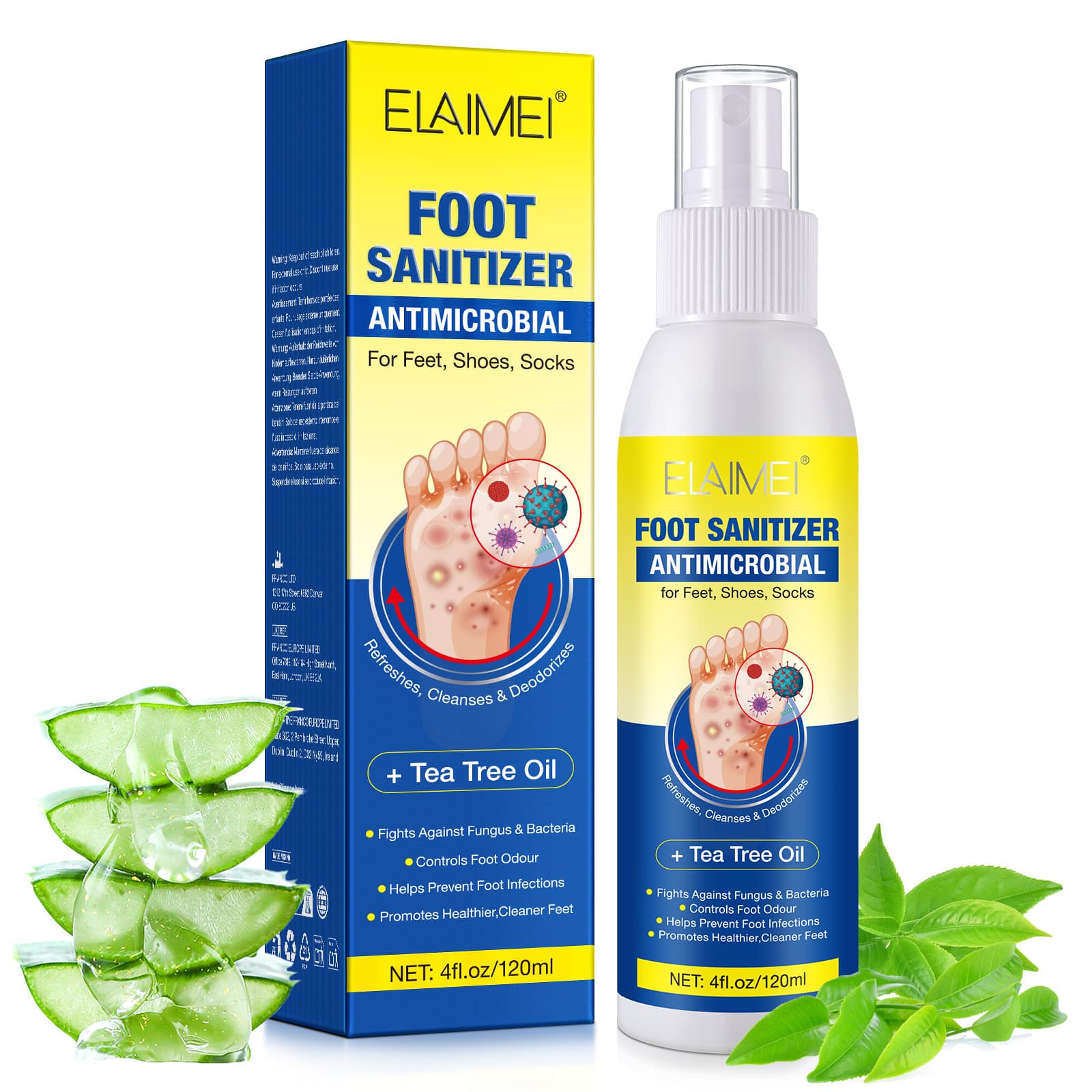 Cross-border ELAIMEI Tea Tree Oil Foot Spray 120ml