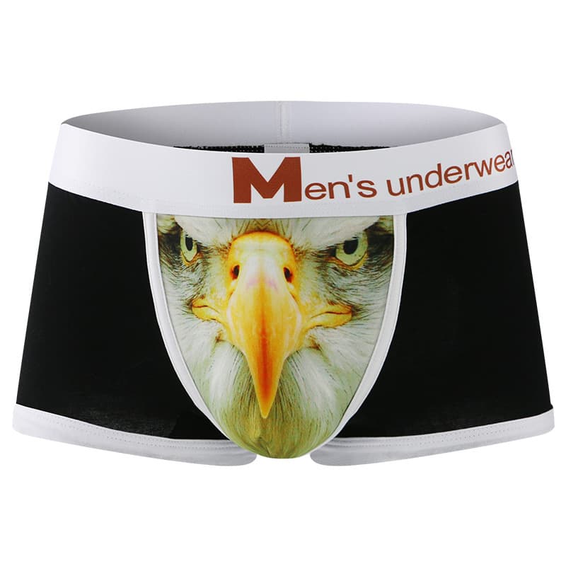 Men's Boxer Briefs with Printed Front Panel Animal Face Boxers, Men's Birthday Gift, Fitted Boxer Briefs