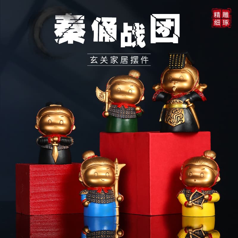 Creative Terracotta Warriors Battle Series Entryway Desktop Home Decoration Store Front Desk Ornament Teacher's Day Gift Antique Style