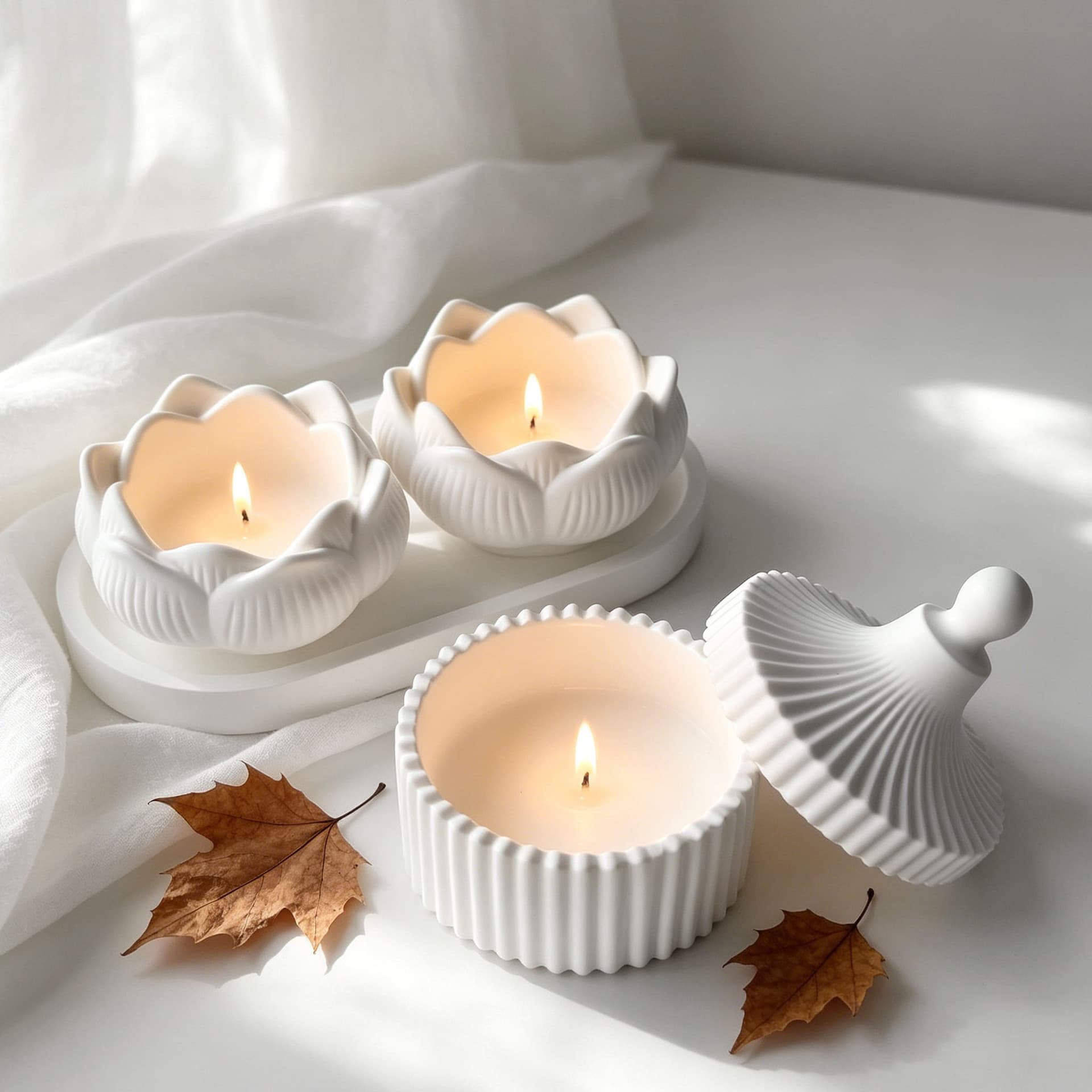 Jiahuimei Crystal Epoxy Lotus Cup Silicone Mold DIY Lotus Plaster Candle Holder Aromatherapy Candle Mold