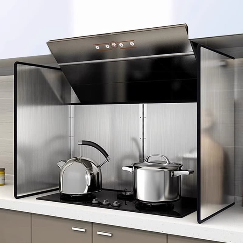 Kitchen Stainless Steel Splatter Guard for Cooking, High-Temperature Resistant Oil Barrier for Gas Stove, Heat and Oil Insulation Range Hood Baffle