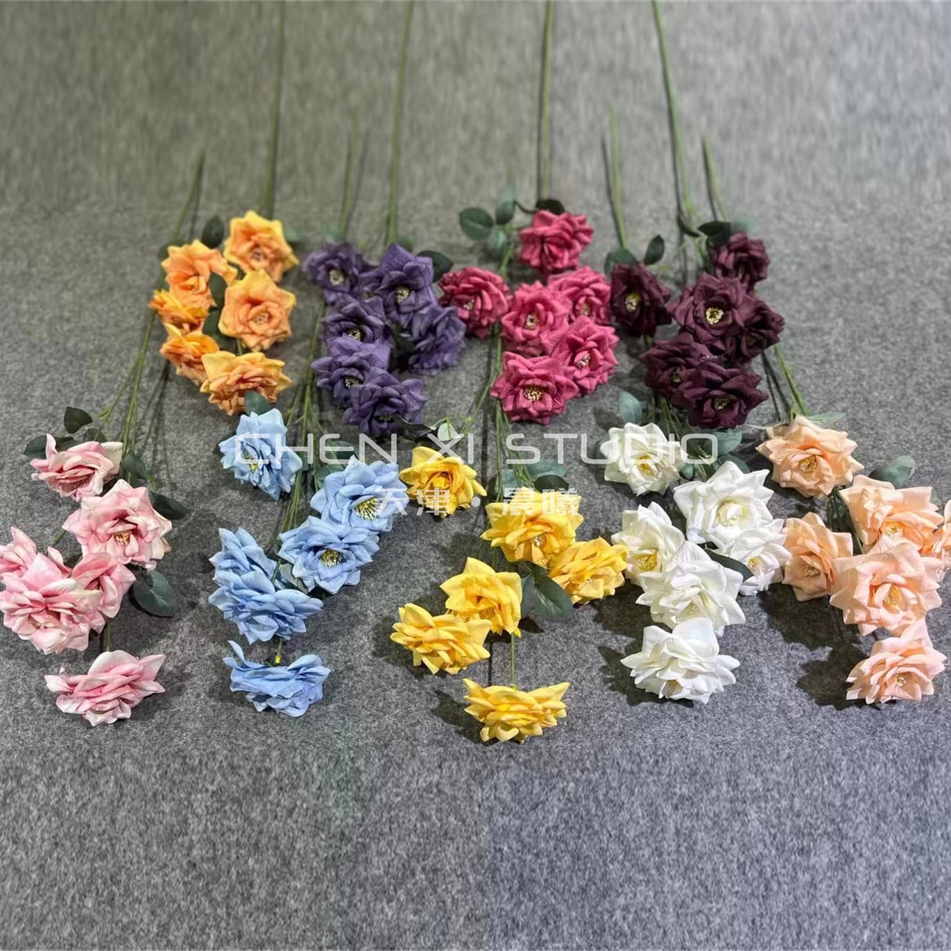 Artificial Flower 6-Head Single Rose for Wedding Road Guide Decoration Home Soft Decoration Fake Flowers