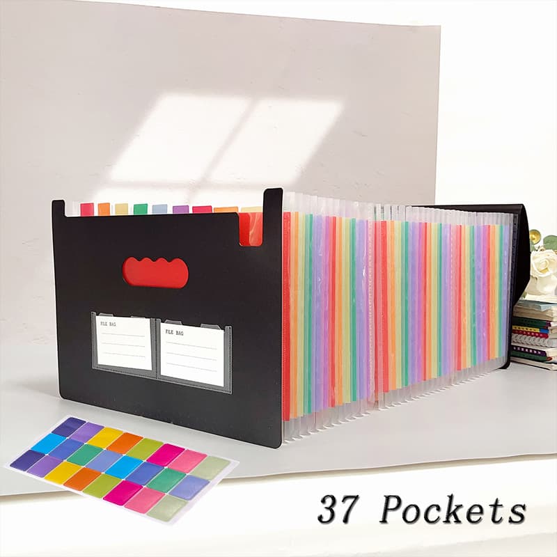 [Cross-border Exclusive] 25-Slot Accordion File Organizer A4 Rainbow Large Capacity with Strap Office Document Holder Amazon