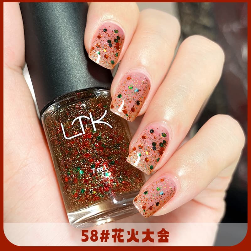 2025 Summer New Nail Polish No-Bake Oily Non-Peel Sparkling Silver Flakes Glittering Shiny Fashion Color