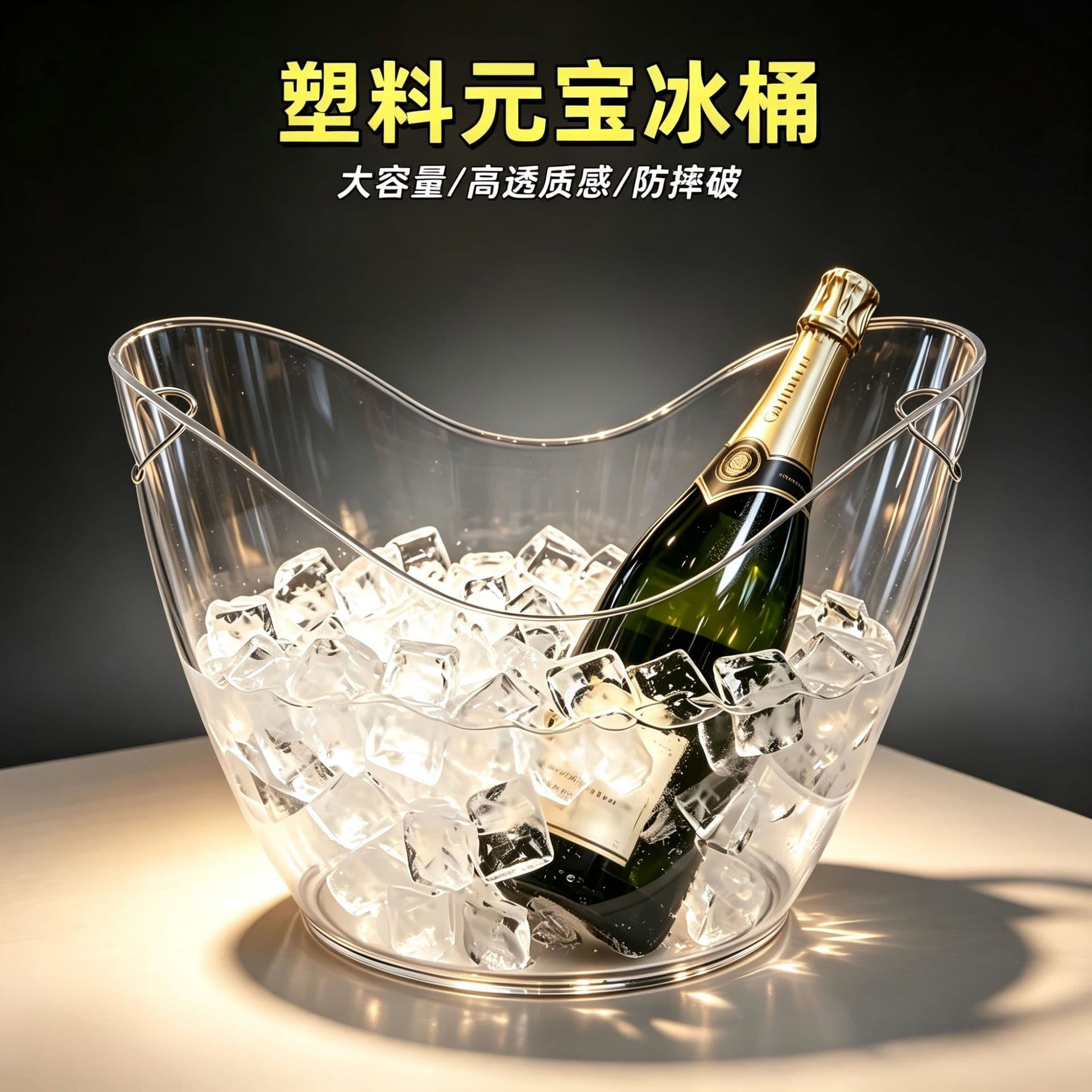 Thickened 4L plastic ingot ice bucket PET champagne wine ice bucket 8L bar ktv beer drink ice bucket in stock