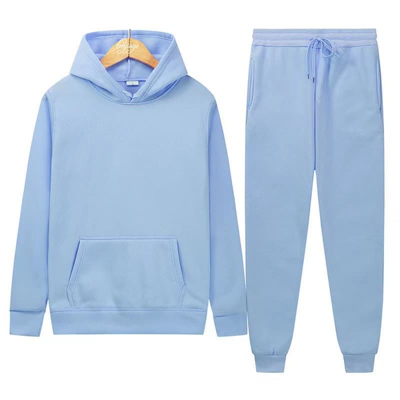 Cross-border 220g Fabric Plus Size Sweatshirt Set Unisex Solid Color Hip-Hop Loose Couple Fleece-Lined Set