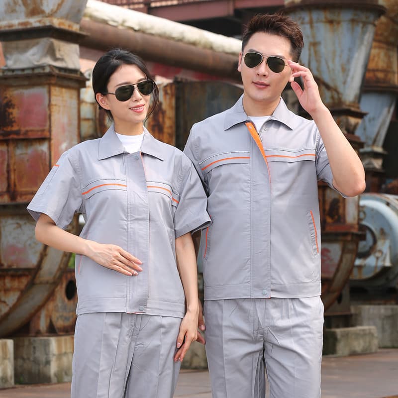 Men's Short-Sleeve Work Suit Set, Thin Half-Sleeve Summer Workwear for Property Management, Engineering, Auto Repair Workshop, and Labor Protection Clothing