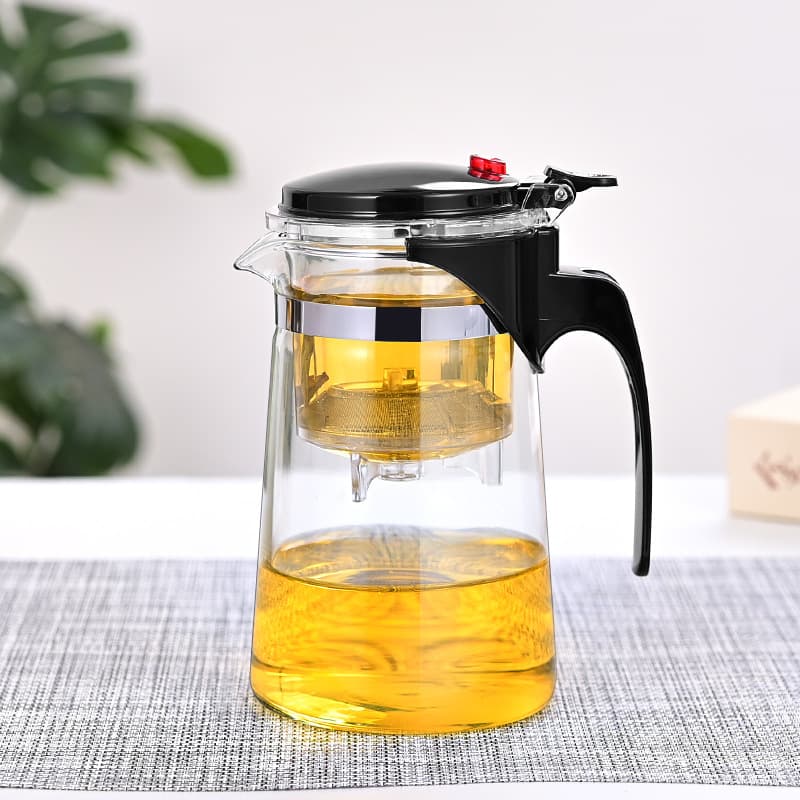 Floating Glass Tea Cup for Home Use, Tea-Water Separation Gift Teapot with Customizable Logo, Heat-Resistant Glass