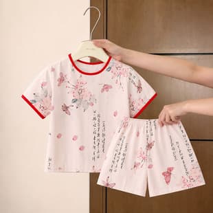 Children's New Chinese Style Set 2026 Summer New Short Sleeve Shorts Two-Piece Set for Girls T-shirt Stylish Kids Clothing