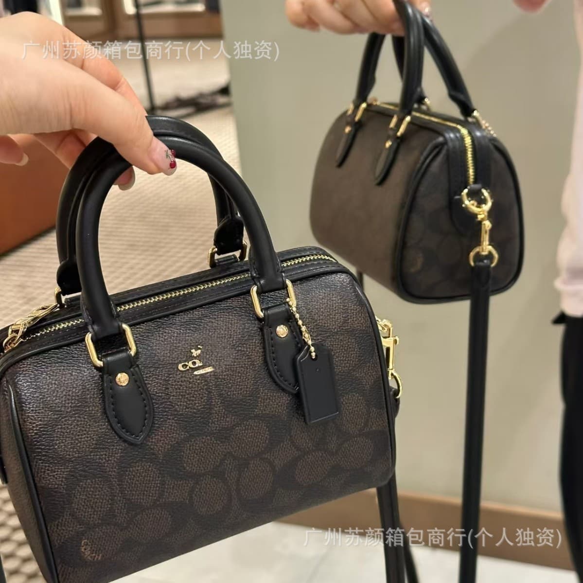 C&C New Style Fashion Versatile Rowan Mini Boston Pillow Bag, Best-Selling Trendy Monogram Handbag for Women