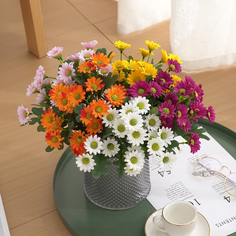 Daisy Artificial Flowers for Table Decoration Faux Flowers Scene Setup Silk Fabric Chamomile Artificial Autumn Colors