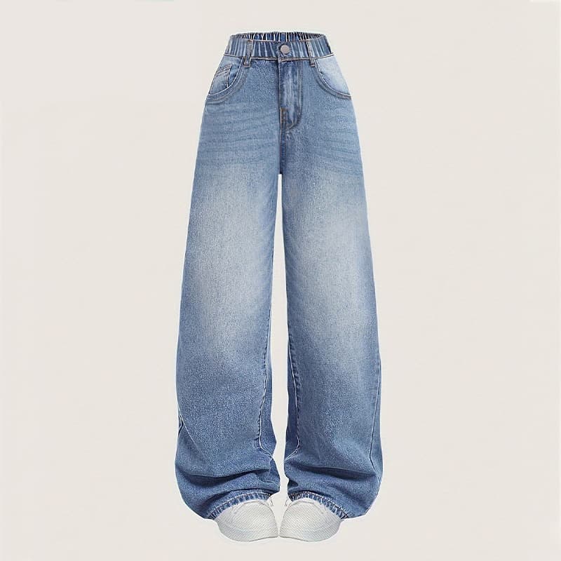 Girls Spring/Autumn Washed Denim Jeans 2026 New Style for Older Children, Fashionable Straight-Leg Long Pants, Loose Trendy Trousers